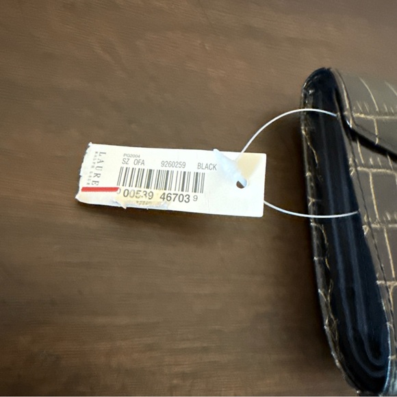 NWT Vintage Lauren Ralph Lauren Croc Embossed Wallet W Golden Hardware Black - Picture 3 of 8